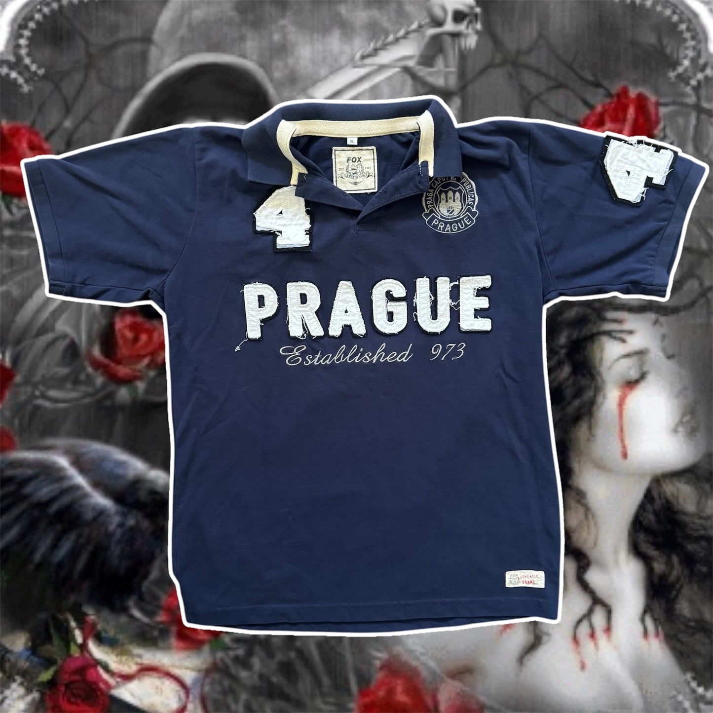 rare navy blue prague x chief keef cybery2k collared button up men’s shirt