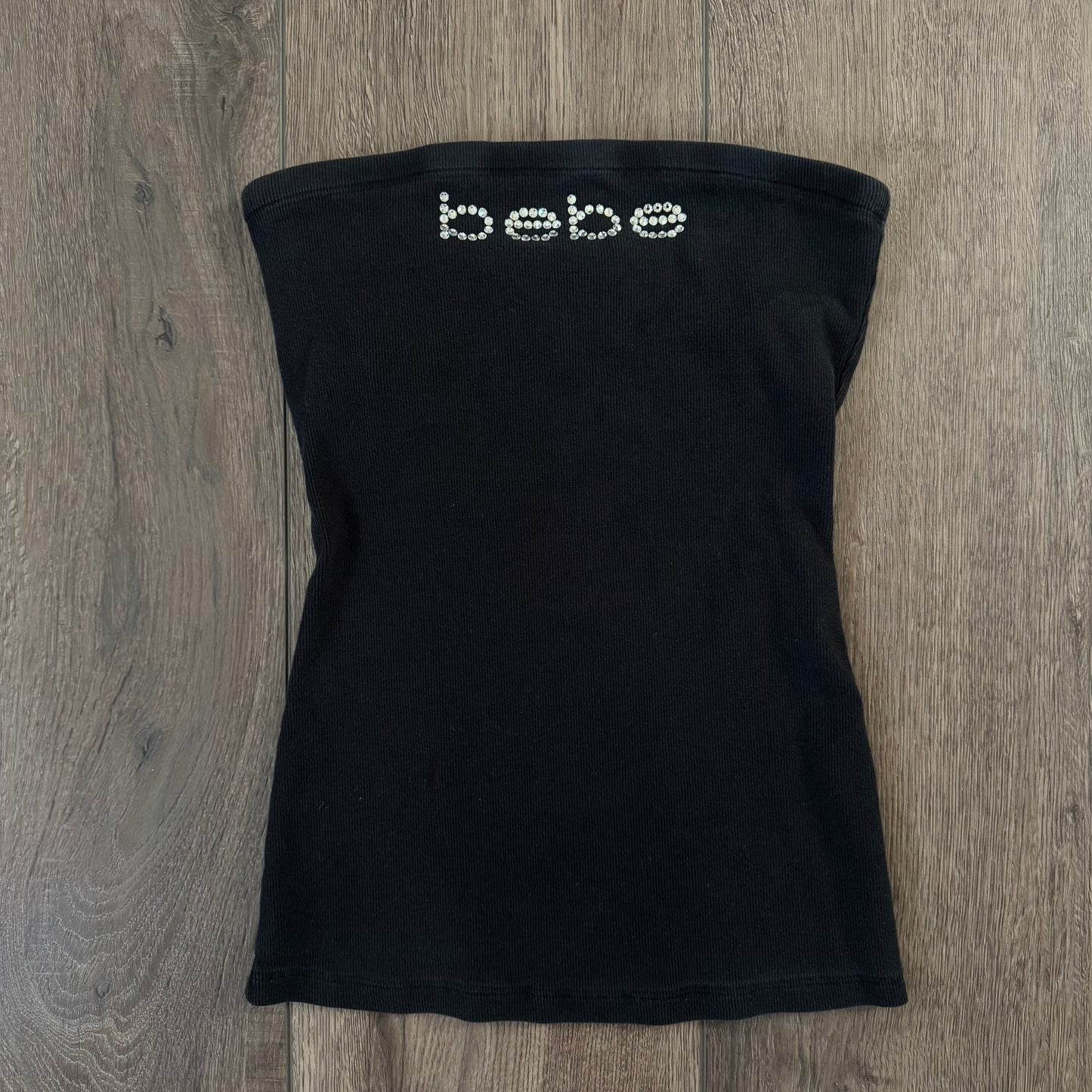 black rare bebe rhinestone y2k tube top (L)