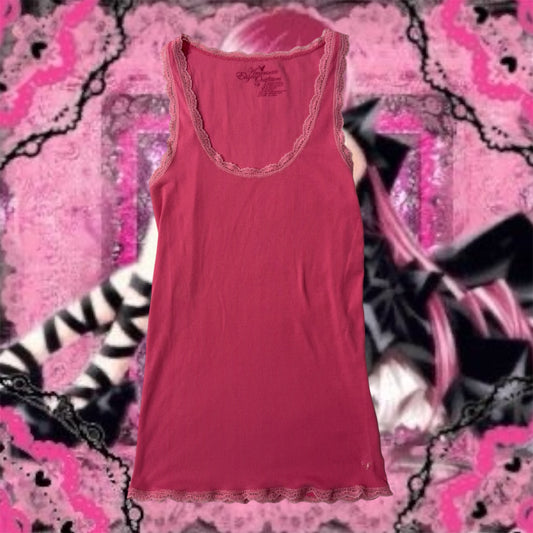 Pink ‘American Eagle Outfitters’ Lace Trimmed Tank Top