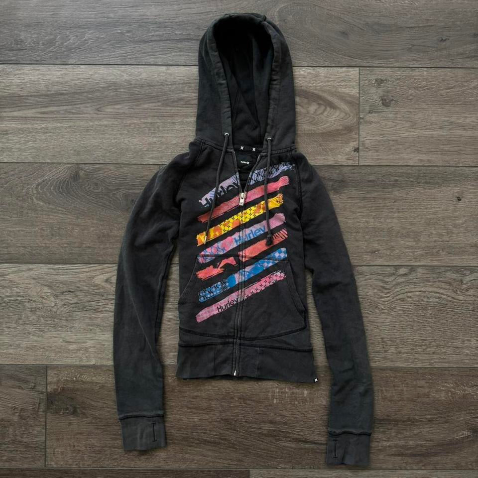 dark gray hurley long sleeve hoodie jacket
