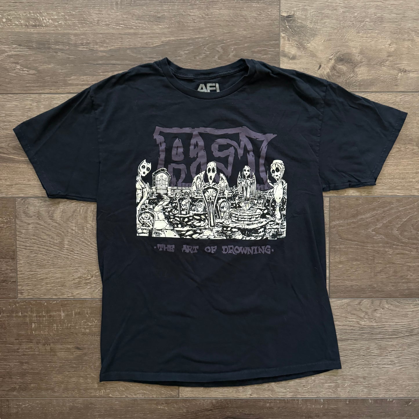 black afi the art of drowning skull graphic men’s shirt