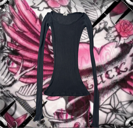 Grey ‘John Galt’ Knitted Mesh Stretchy Long Sleeve