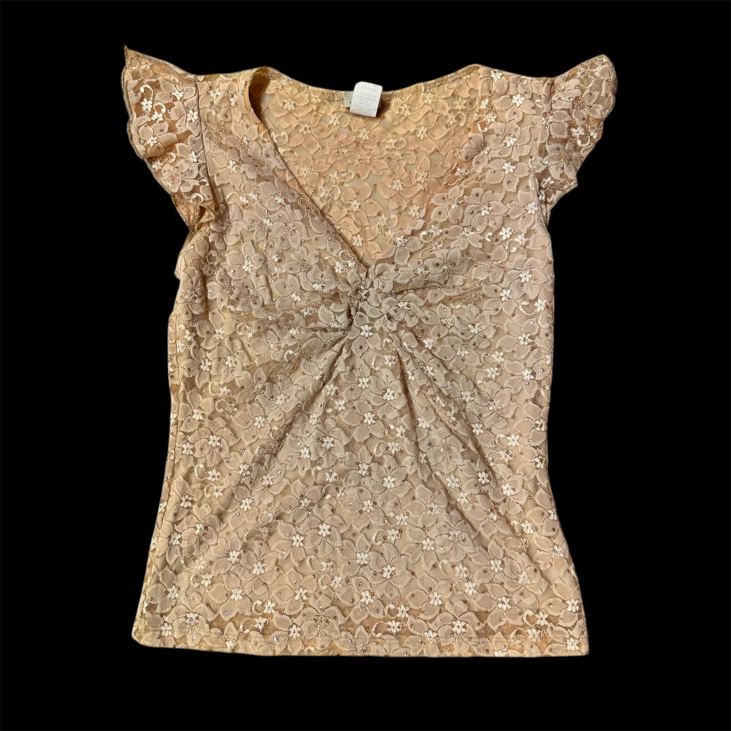 Peach Beige ‘Janette’ Y2K Sparkly Blouse