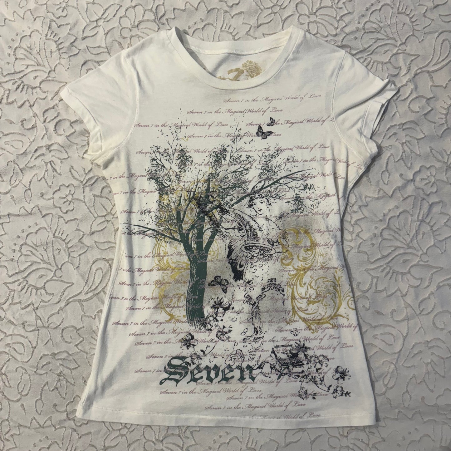 White ‘Seven7’ Cybery2K Angel Graphic Shirt
