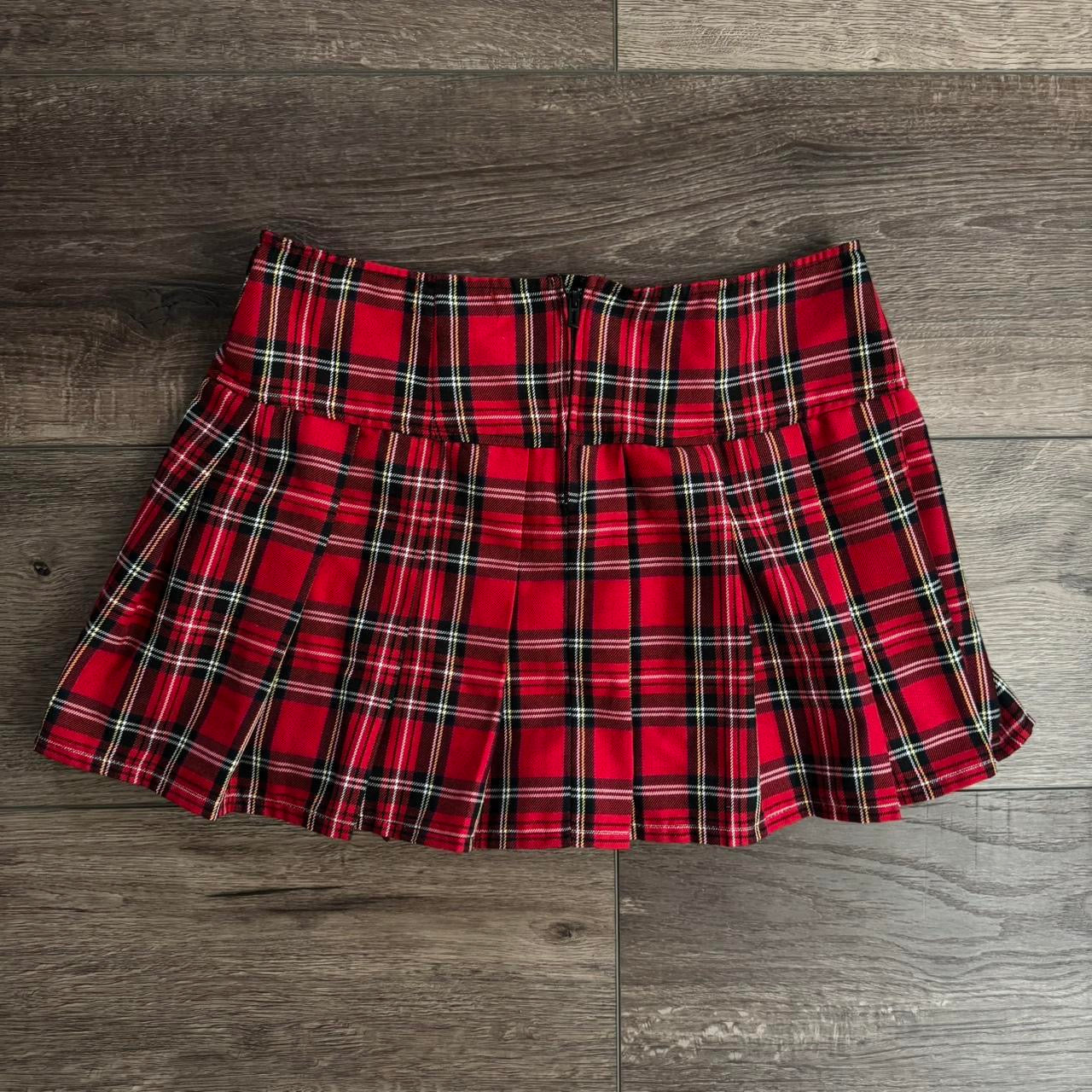 red plaid royal bones mini skirt (M)