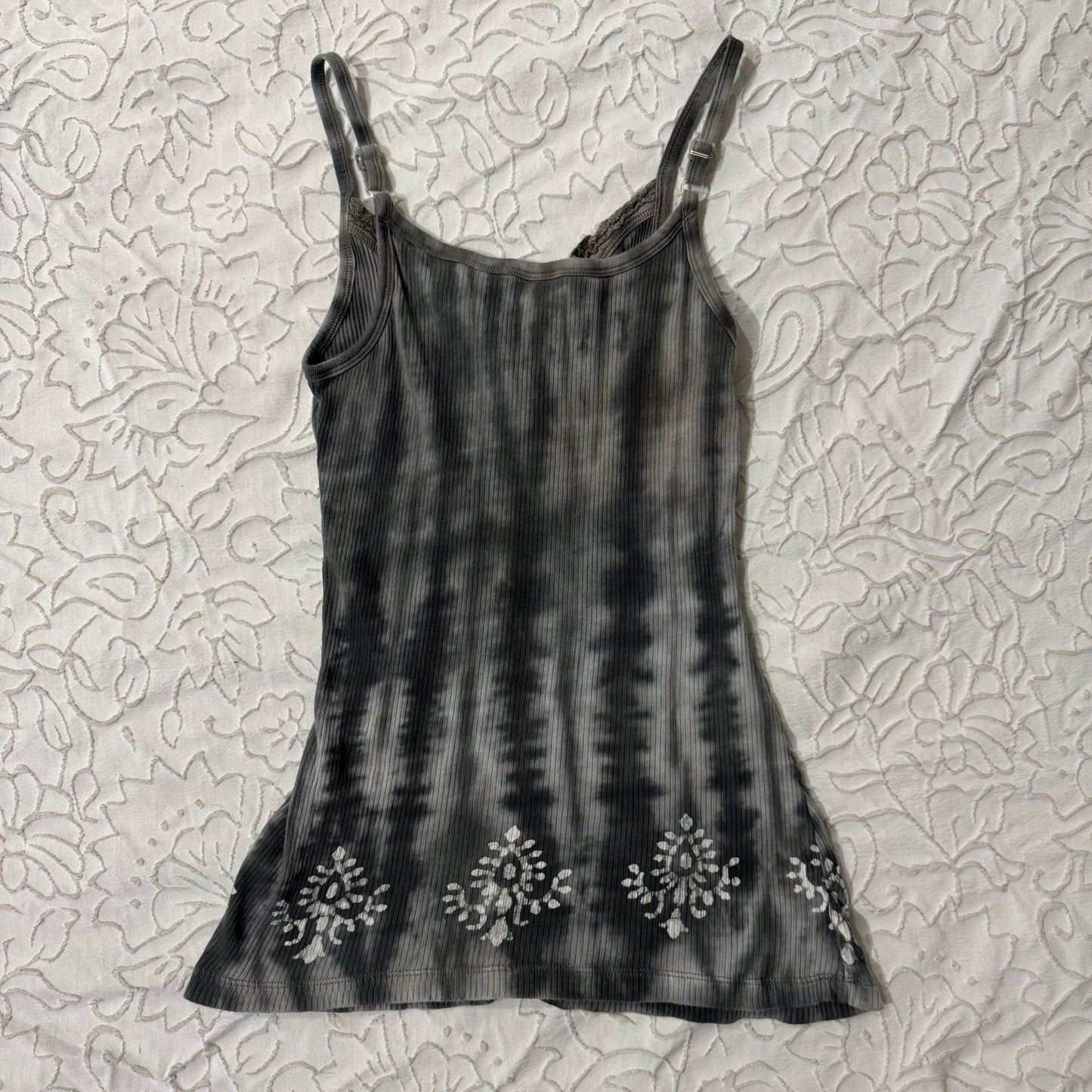 Grey & Black Tye Dye Grungy Cami Tank