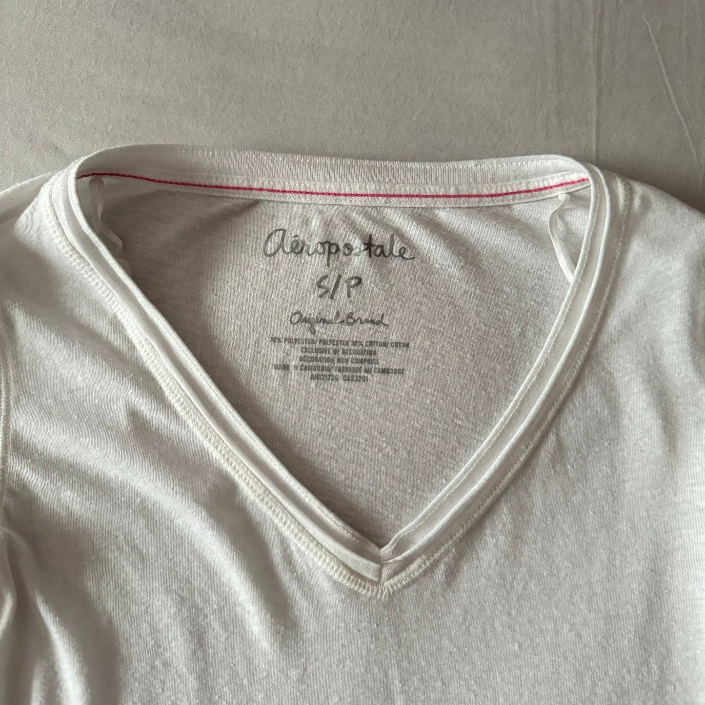 White ‘Aeropostale’ Y2K Pink Stitching Long Sleeve Shirt