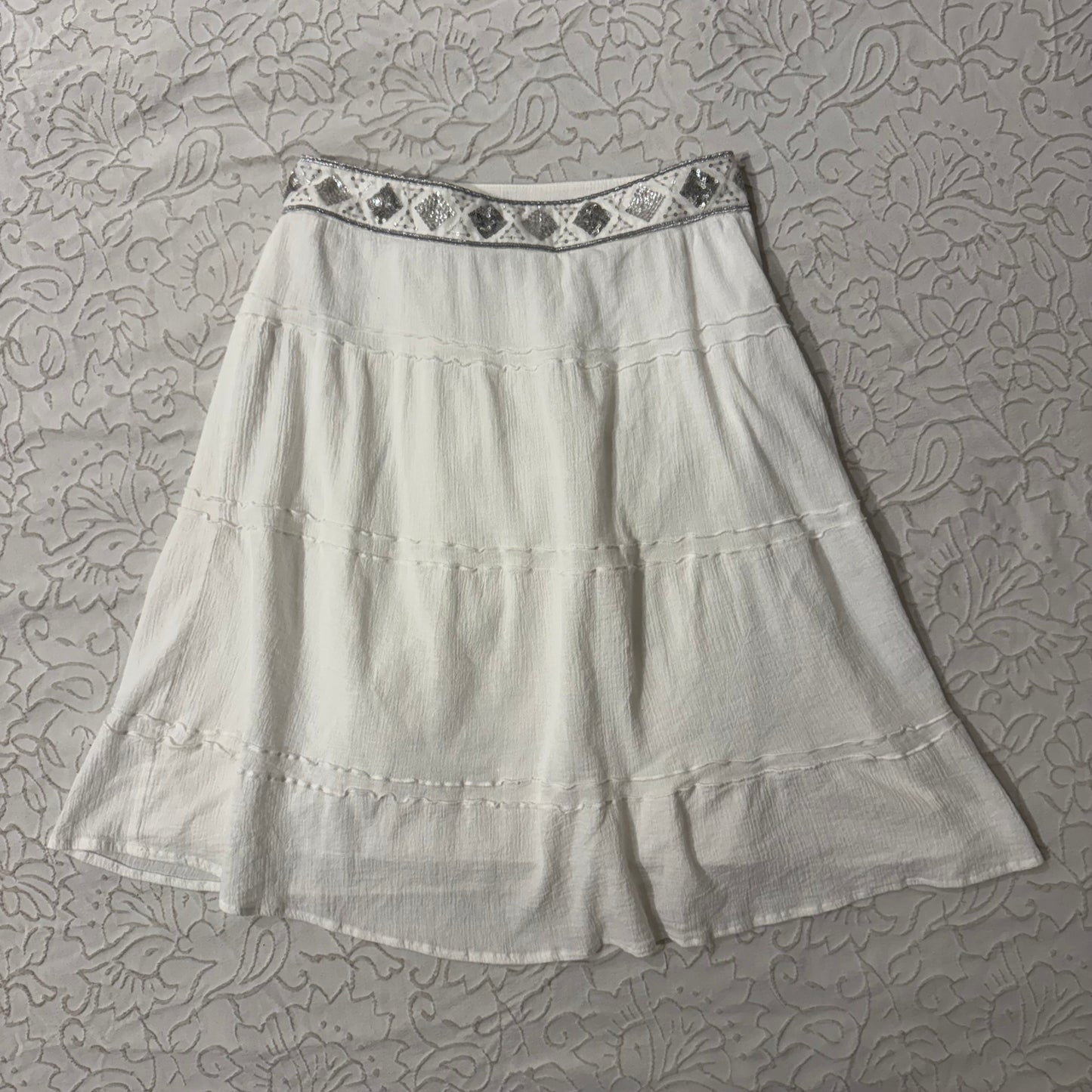 White ‘Allen B’ Boho Sequin Fairy Skirt