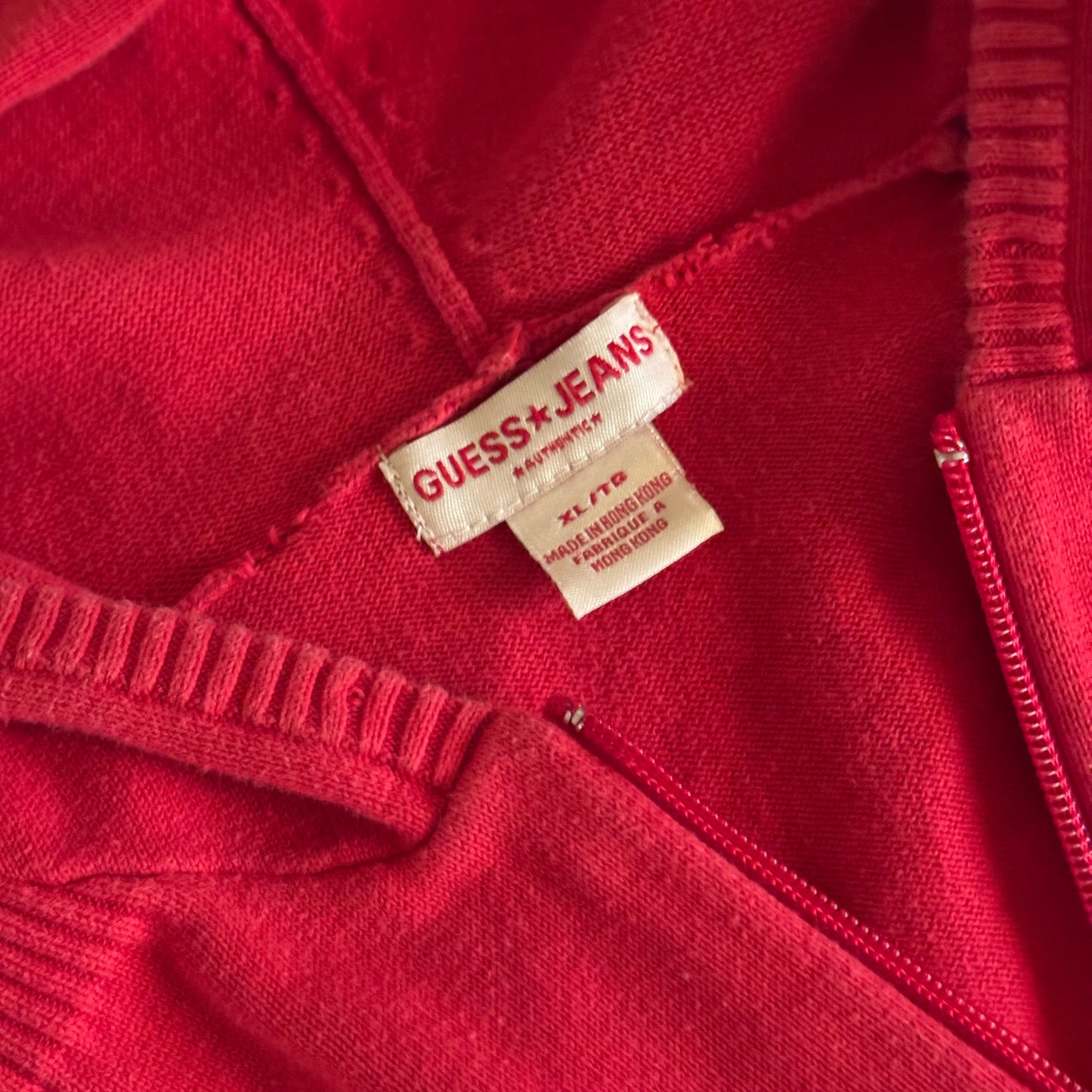 red guess rhinestone y2k long sleeve jacket (XL)