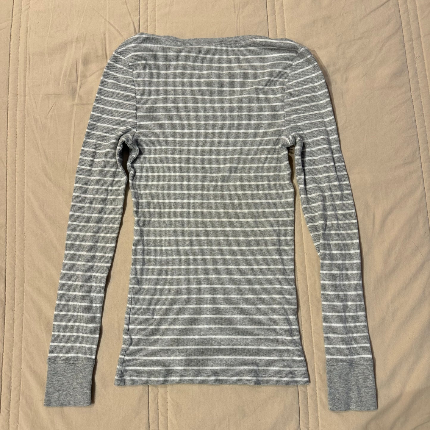 Grey & White ‘Faded Glory’ Stripped Long Sleeve Shirt