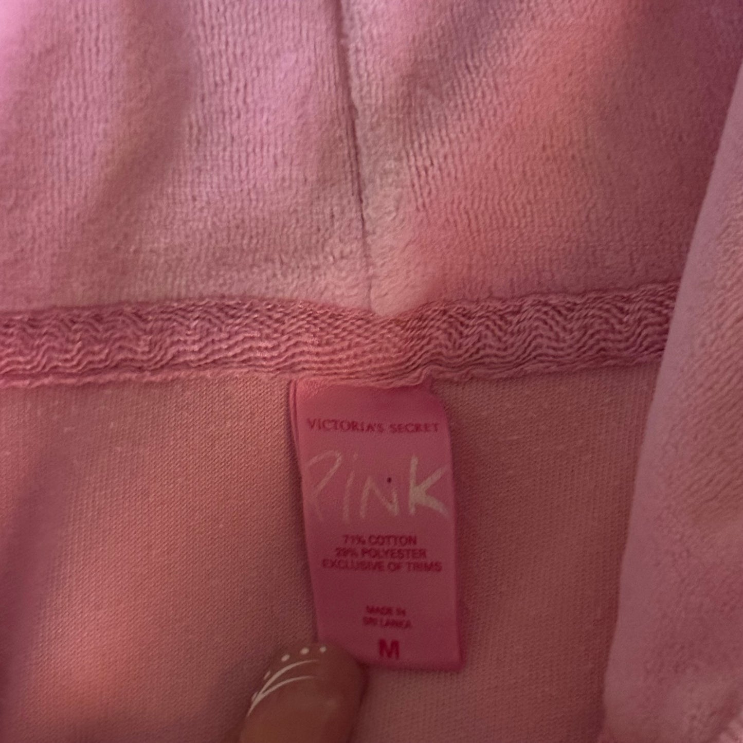 light pink VS PINK velour y2k 2000s zip up jacket (M)