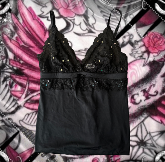 Black ‘Victoria’s Secret Angel’ Sequin Bow Babydoll Lingerie Tank Top