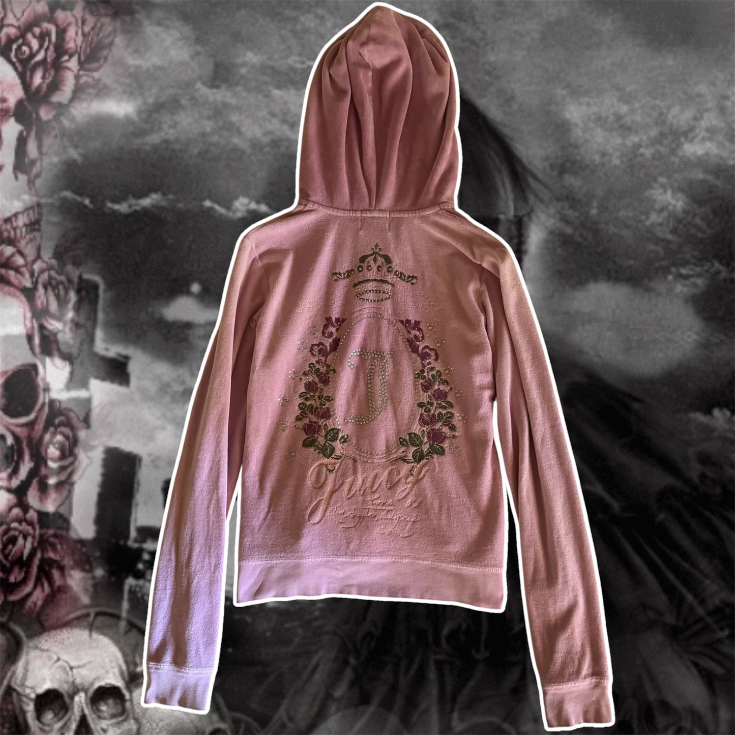light pink rare juicy couture y2k 2000’s velour zip up jacket (L)