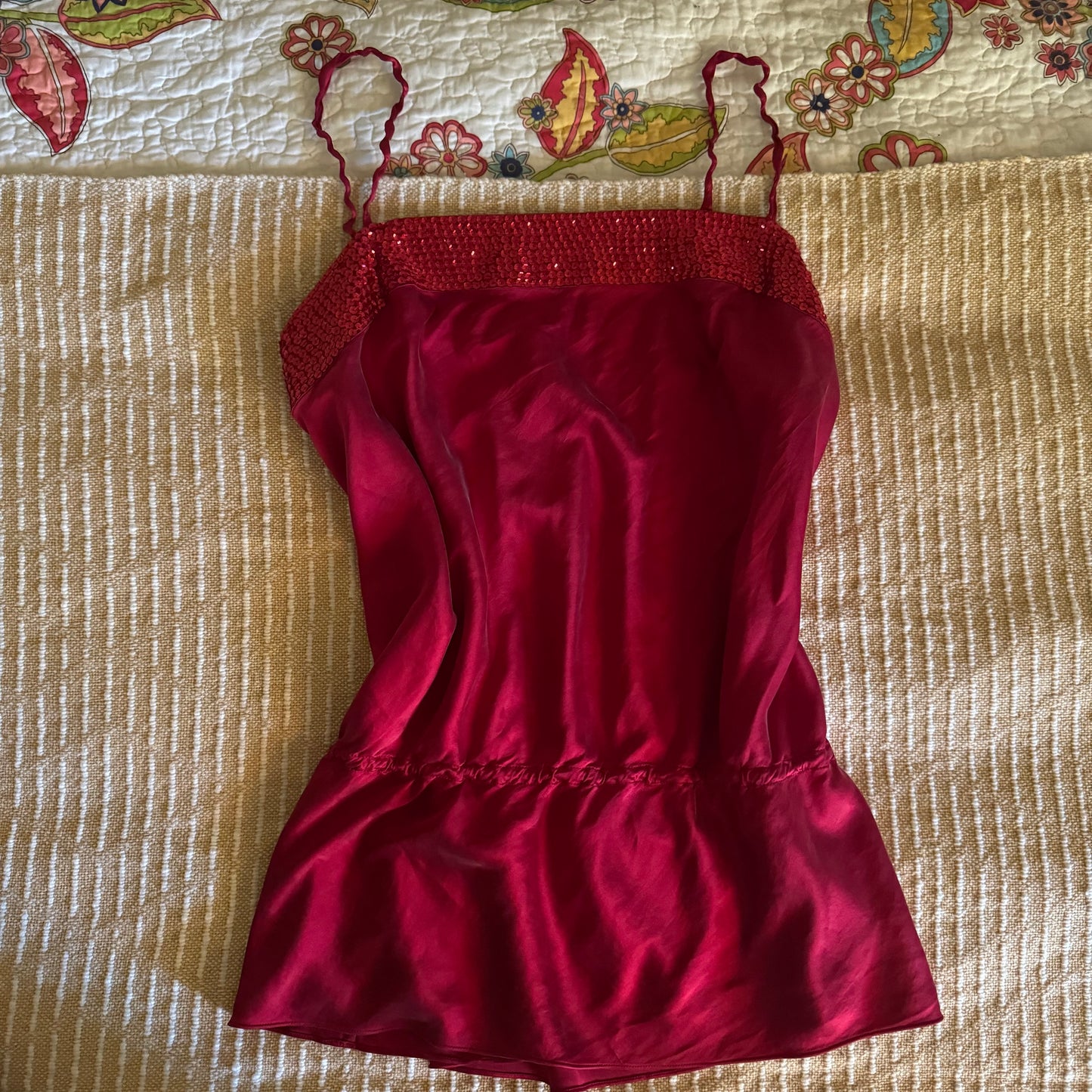 red sparkly express y2k cami satin blouse (L)