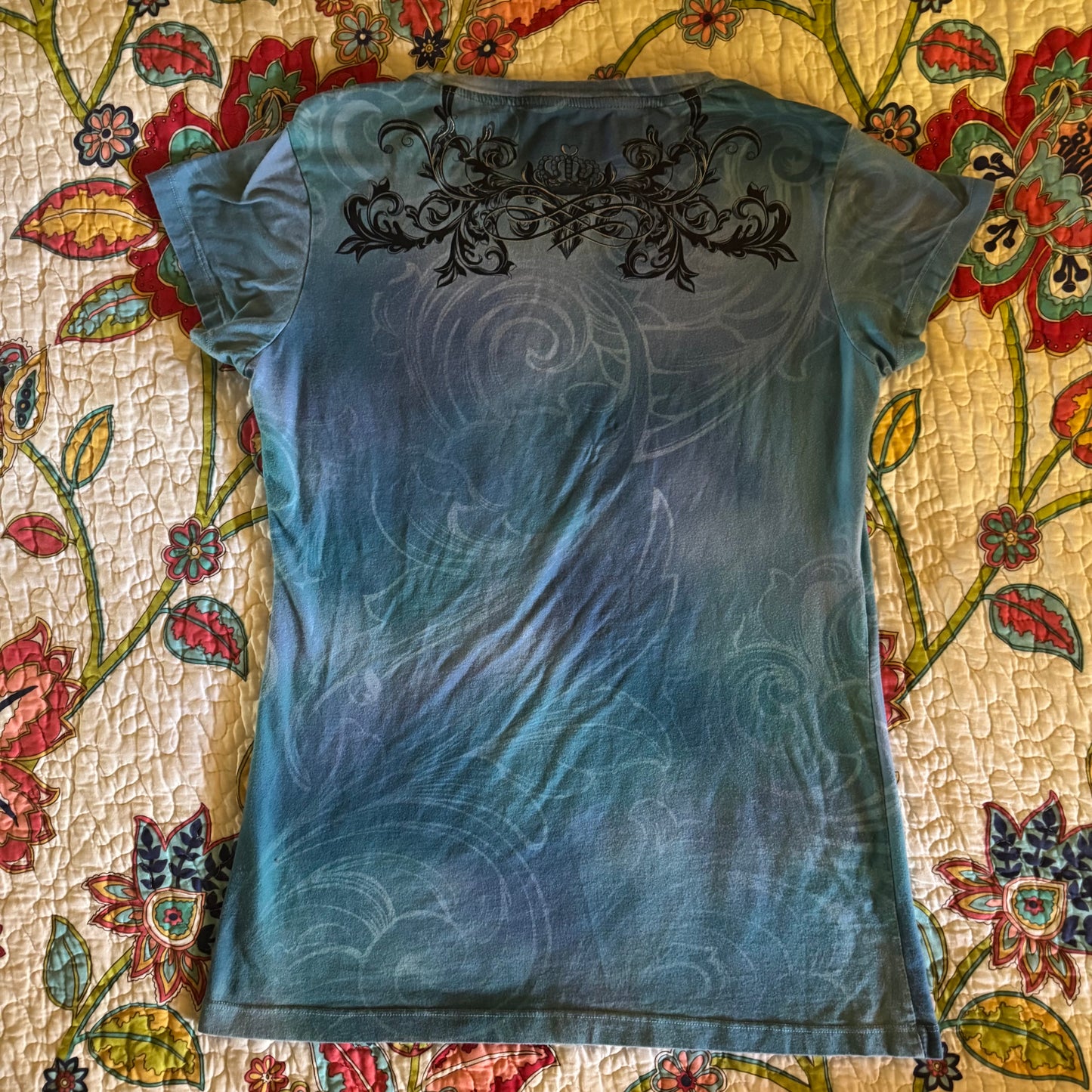 blue hard rock new york graphic short sleeve shirt (XL)