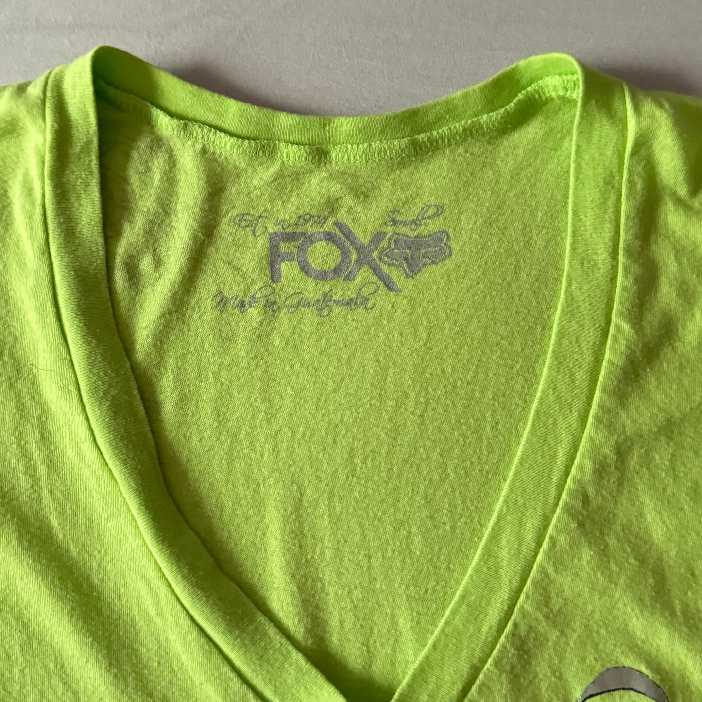 Neon Yellow ‘Fox’ V Neck Graphic Shirt