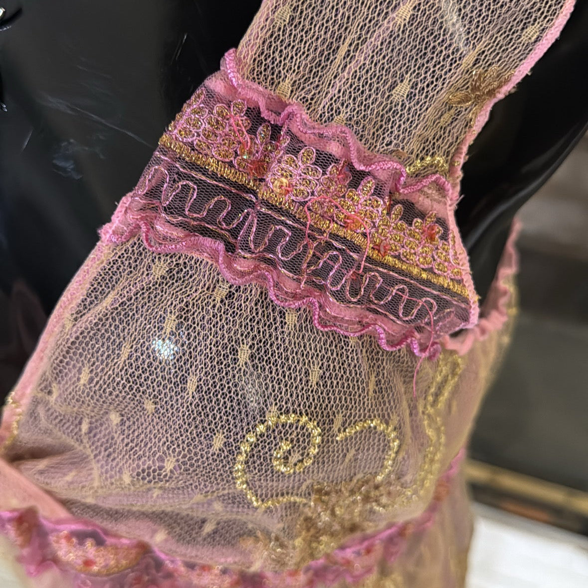pink & gold mesh y2k fairycore top
