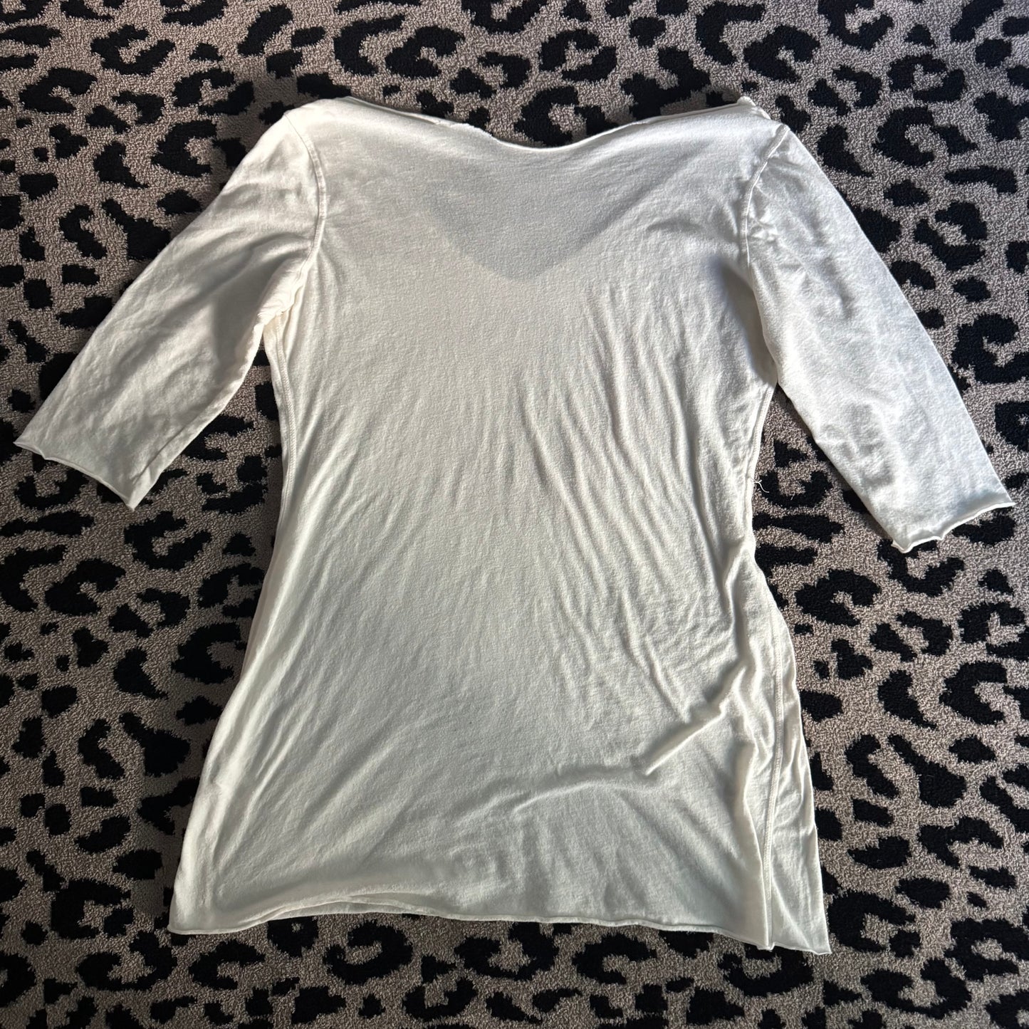 white 3/4 quarter sleeve lucky brand vintage 90’s lotus flower top (L)