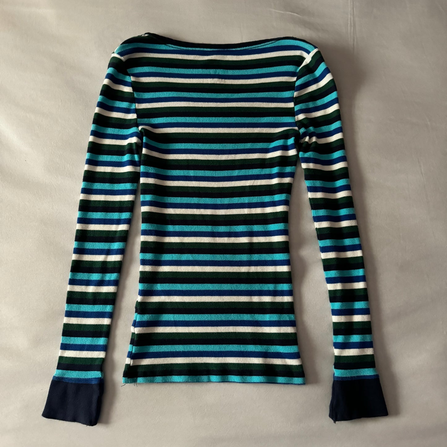 Multicolored ‘Faded Glory’ Stripped Stretchy Long Sleeve Shirt