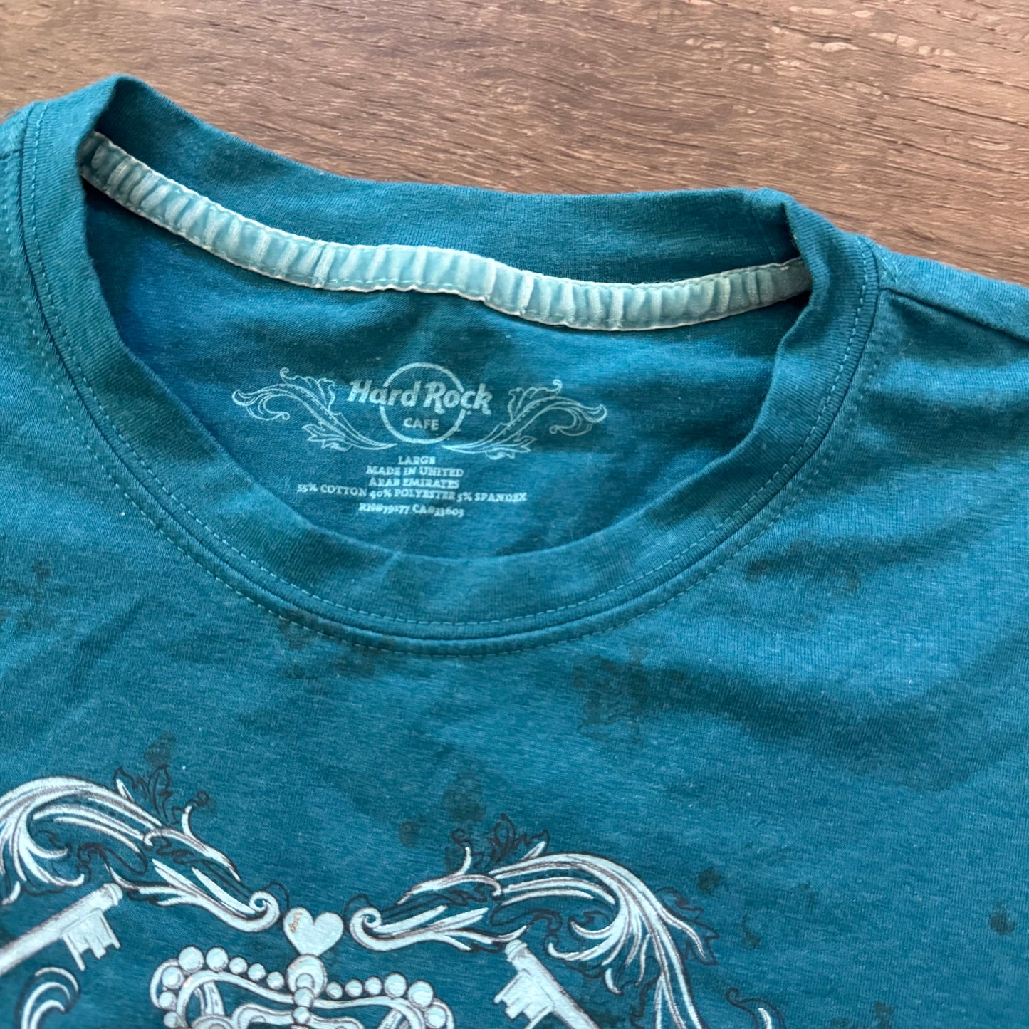 dark blue hard rock cafe graphic y2k shirt