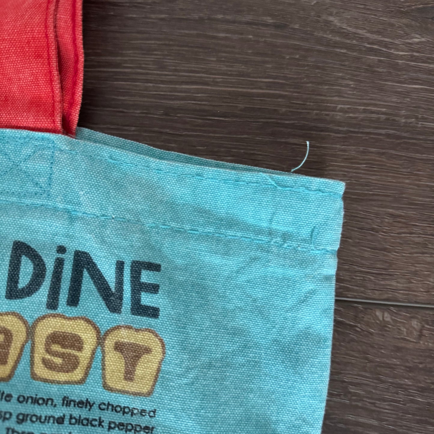 vibrant teal and red trader joe’s sardines tote bag