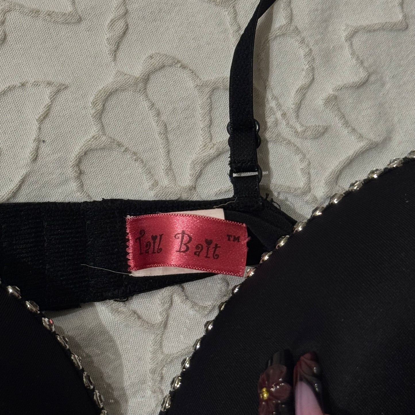 Black ‘Tail Bait’ Studded Rhinestone Mcbling Bra