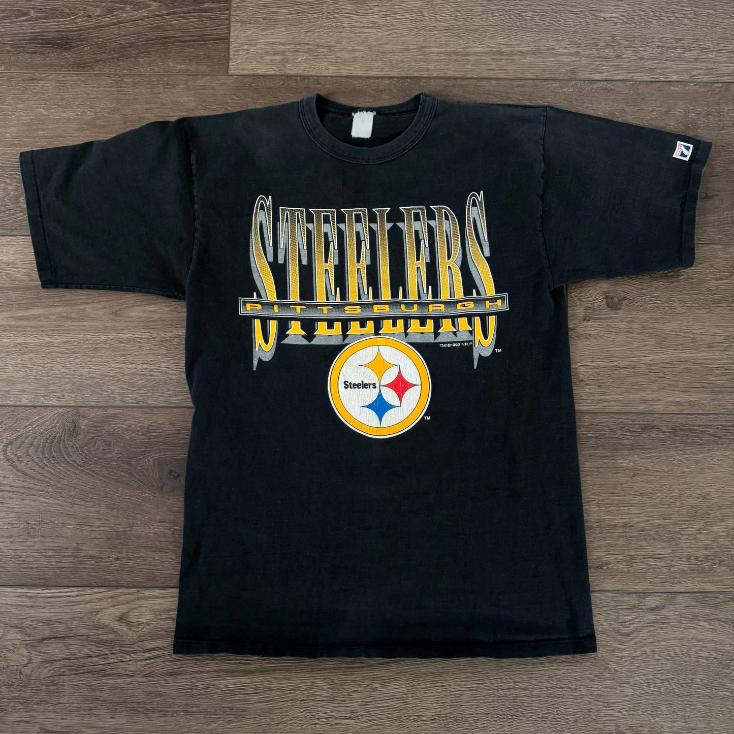 black pittsburgh steelers 90’s graphic football shirt (L)