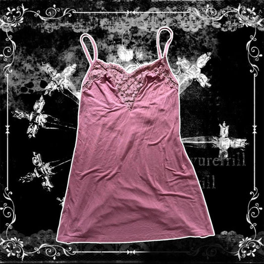 Pink ‘Victoria’s Secret’ Cami Lace Trim Short Slip Dress