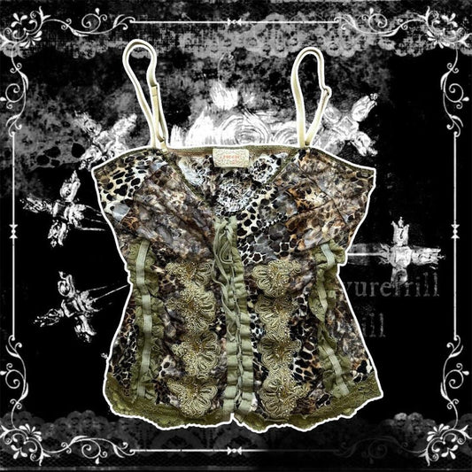 Multicolored ‘Moon’ Y2K Tie Up Beaded Lacey Corset Top
