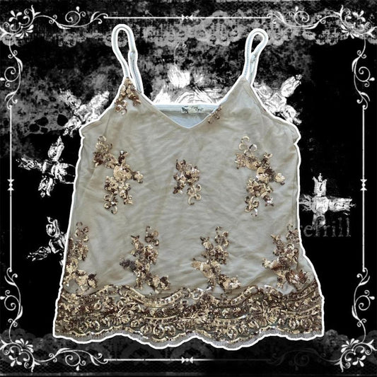 Crème & Gold ‘About a Girl’ Sequin Cami Top