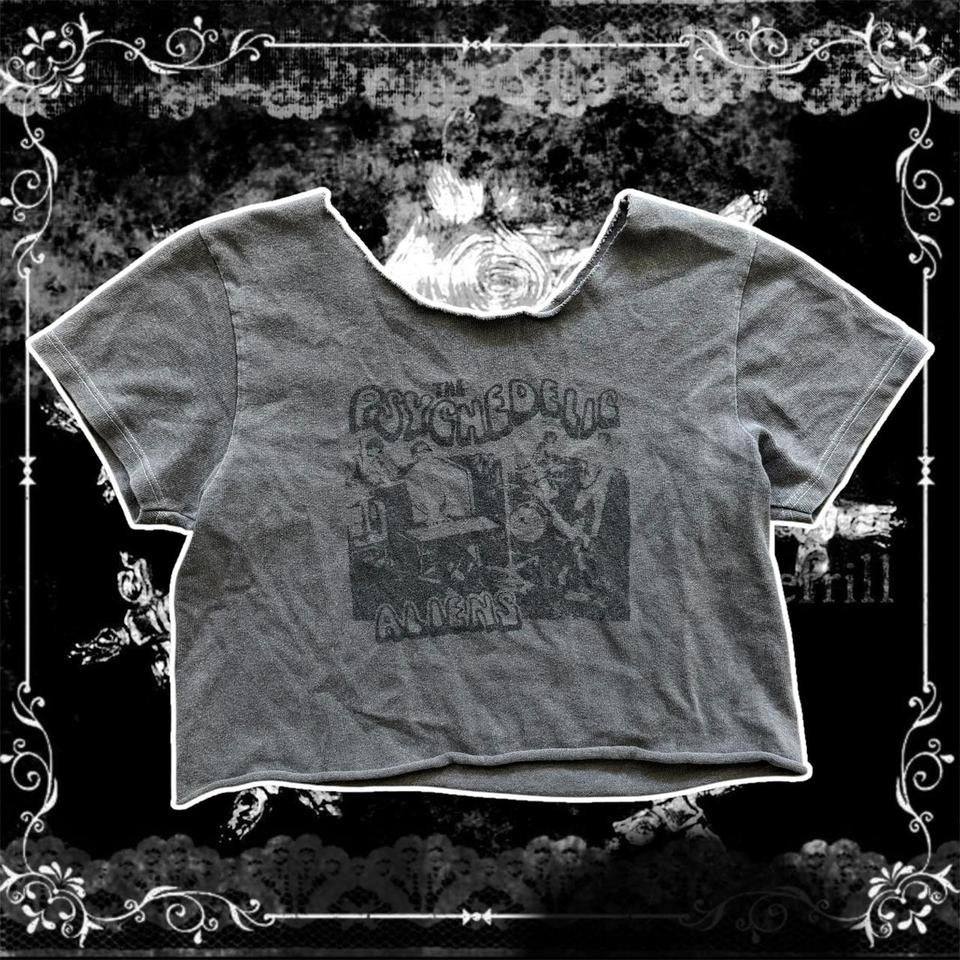 dark grey the psychedelics aliens crop top