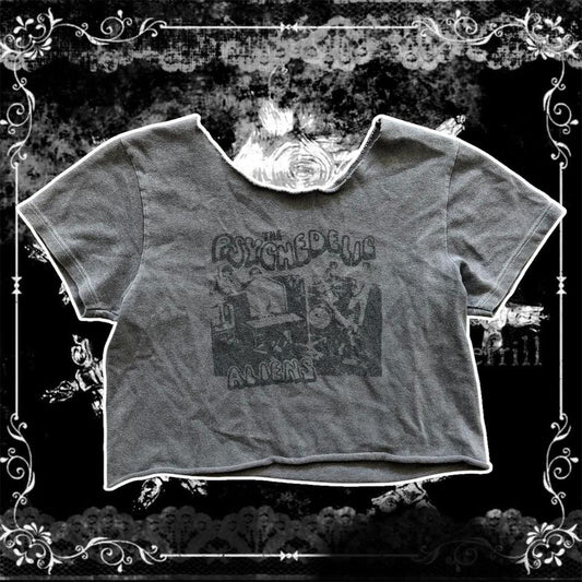 dark grey the psychedelics aliens crop top