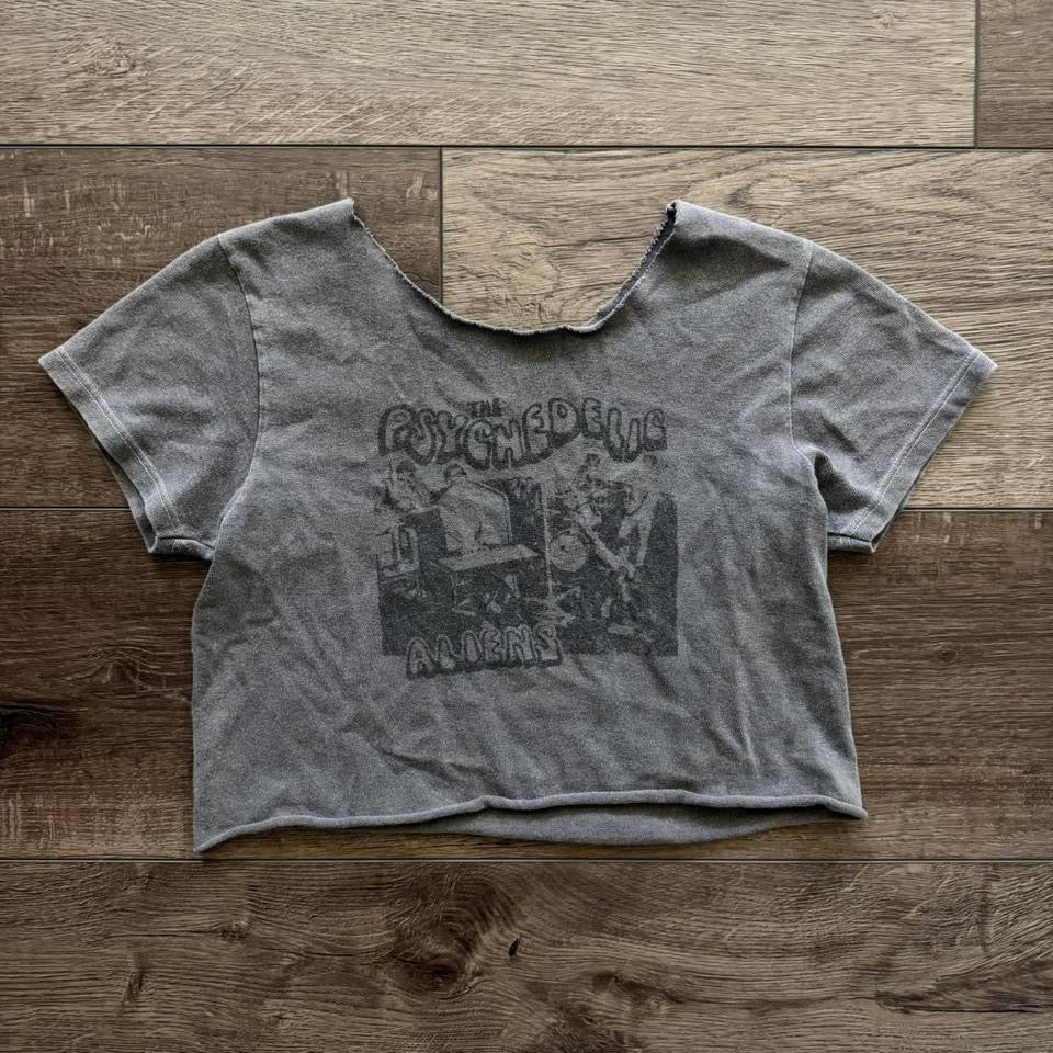 dark grey the psychedelics aliens crop top