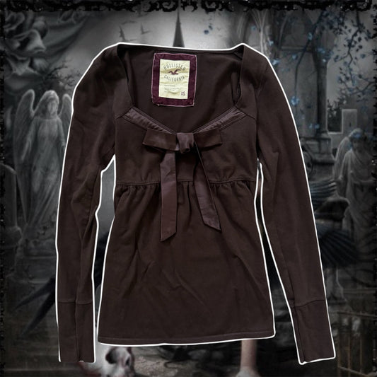 brown hollister babydoll limited edition bow top
