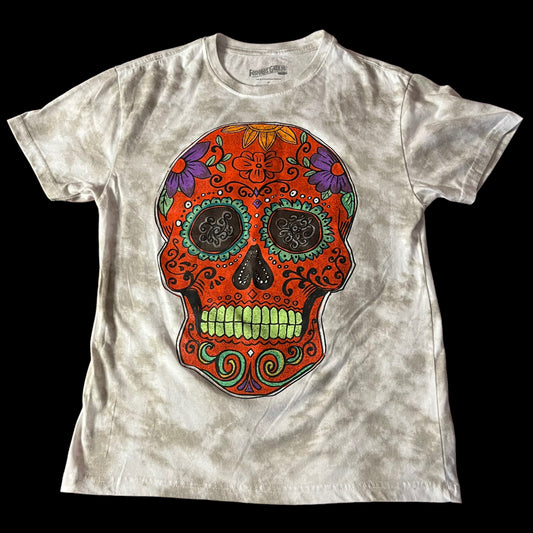 White & Grey Ombre ‘Fósforos Galileo’ Sugar Skull Shirt