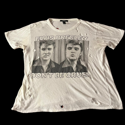 White ‘Forever 21’ Elvis Presley Distressed Graphic Shirt